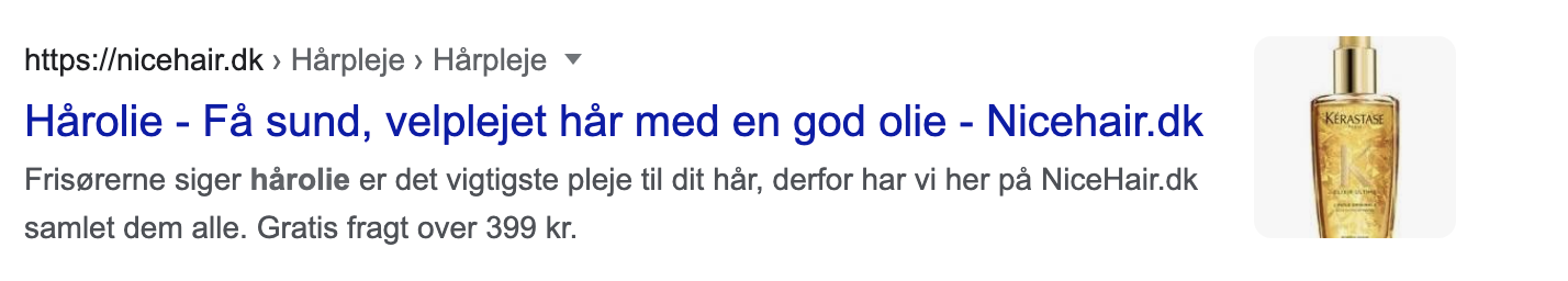 organisk søgeresulatat Google